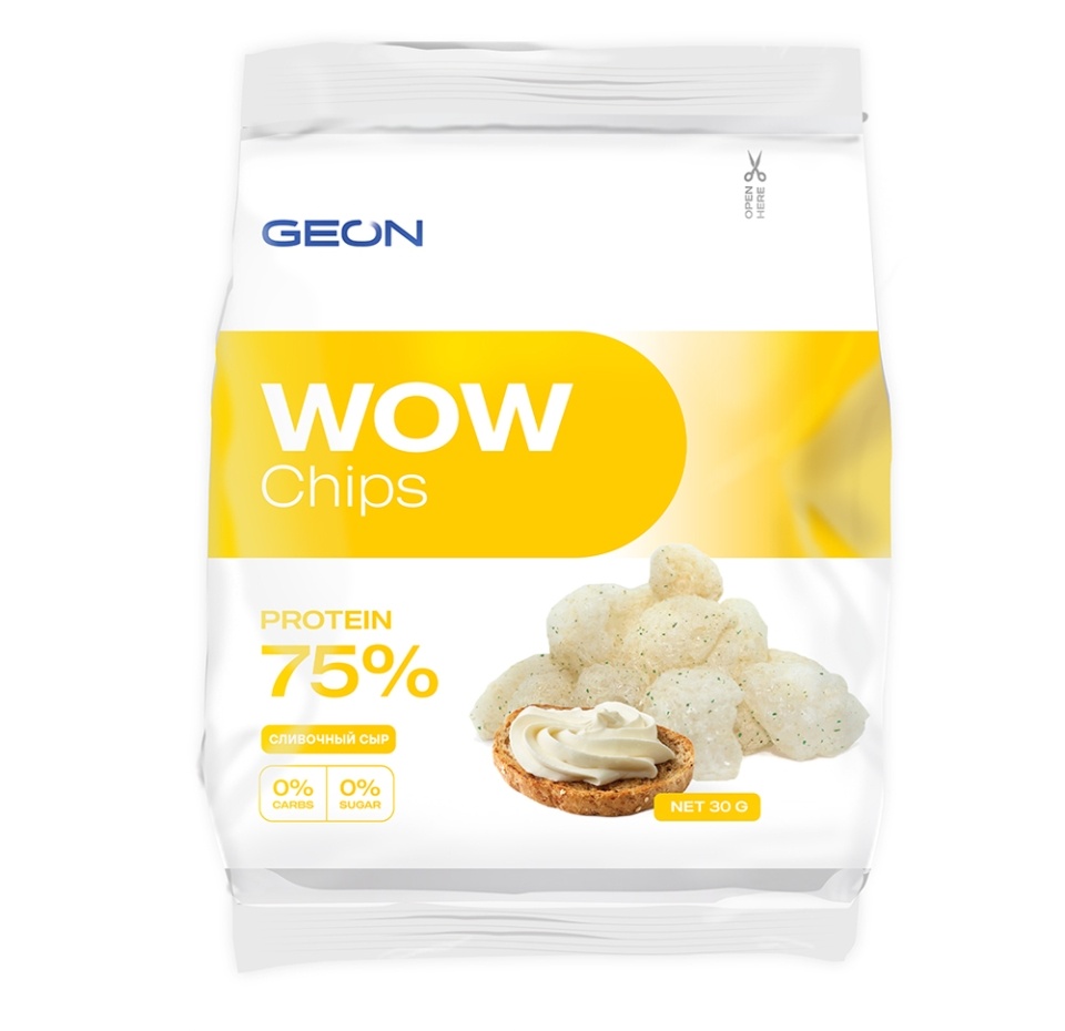 

Чипсы протеиновые безуглеводные Geon Сливочный сыр (75% белка, без глютена) 30 г, Россия