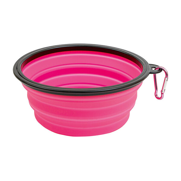 Миска Zooone складная силиконовая для животных 1000 мл, (РОЗОВАЯ)