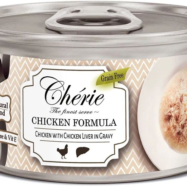 Корм влажный Pettric Cherie Рубленная курица с куриной печенью в подливе 80 г