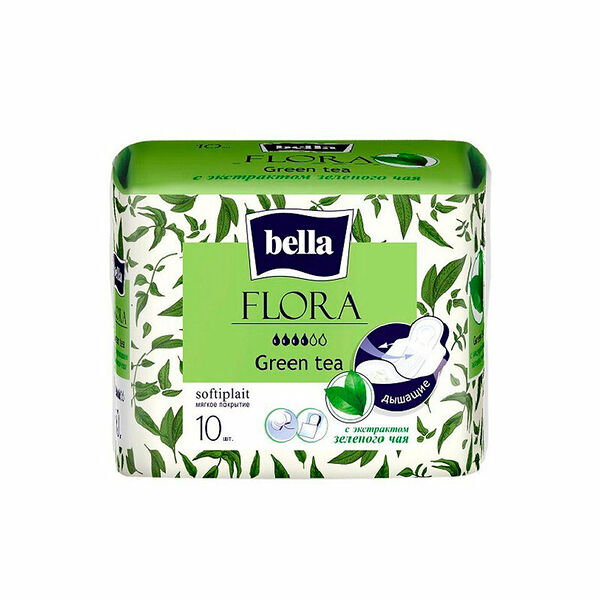 Гигиенические прокладки Bella Flora Green Tea 4 капли 10 шт