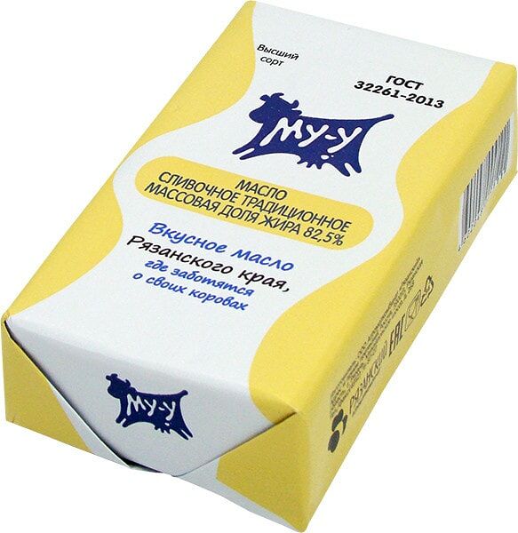 Масло сладко-сливочное Му-у Традиционное 82.5% 180г