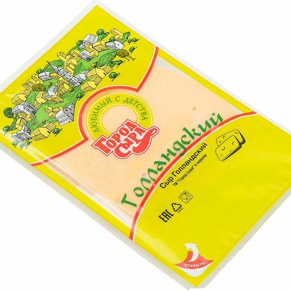 Сыр полутвердый Город Сыра Голландский 48%, нарезка