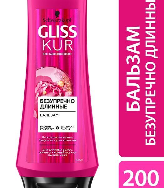 Бальзам для волос Gliss Kur Безупречно длинные для длинных волос жирных у корней и сухих на кончиках 200мл