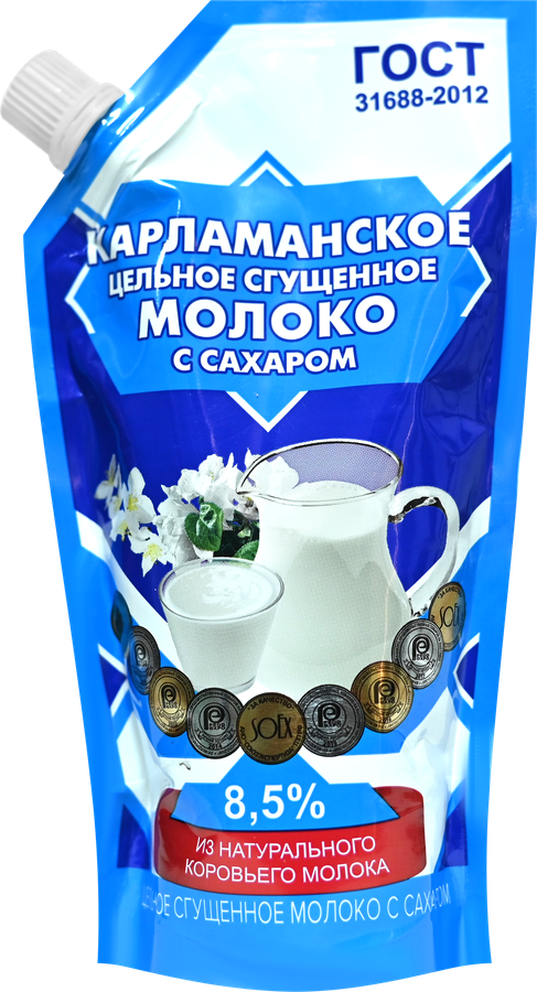 

Молоко сгущенное Карламанское цельное с сахаром 8.5% 270 г