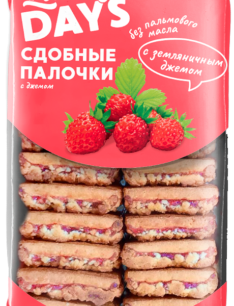 Печенье Lucky Days сдобные палочки с земляничным джемом 370 г