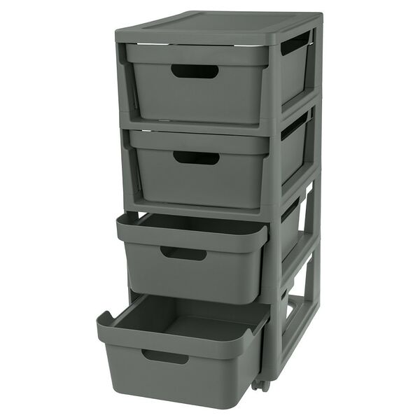 Комод ЭКОНОВА LUXE на колесах, 4 ящика, серый