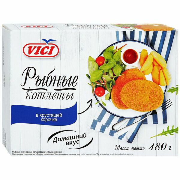 Котлеты Vici рыбные в хрустящей корочке замороженные 480 г