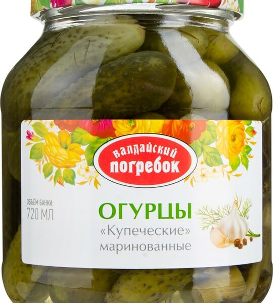 Огурцы Валдайский Погребок Купеческие маринованные с перцем 650г