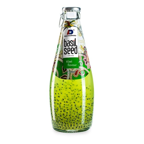 Напиток безалкогольный Basil Seed негазированный со вкусом Киви и семенами базилика Rita Foods & Drink Co.,LTD 0.29 л стеклянная бутылка Вьетнам
