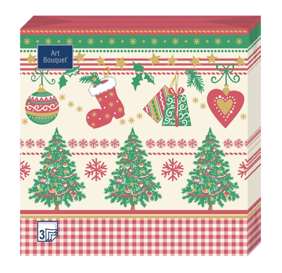 

Салфетки бумажные Home Collection Елочки 3сл, 33x33 см 20 шт