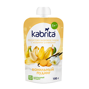 

Пюре Kabrita Фруктово-злаковое с козьими сливками Ванильный пудинг с 8 месяцев