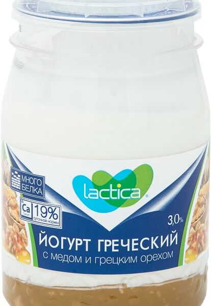 Йогурт Lactica Греческий с медом и грецким орехом 3% 190г