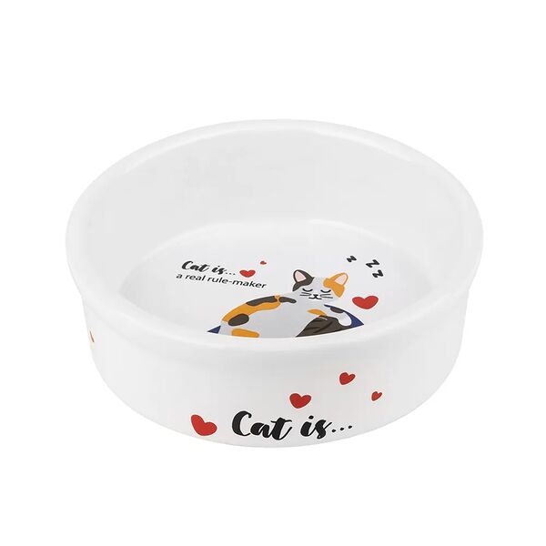 Миска для собак с рисунком 13см белая керамика