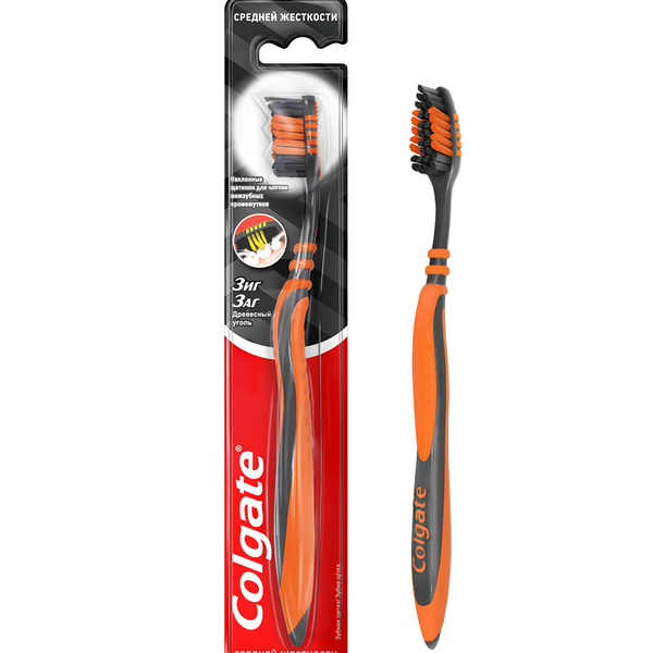 Зубная щетка Colgate Зигзаг с древесным углем 1шт цвет в ассортименте