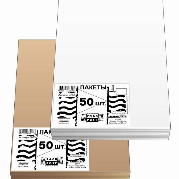 Пакет в упаковке Белый С4 стрип Businesspack229х324 120г 50шт/уп/4855