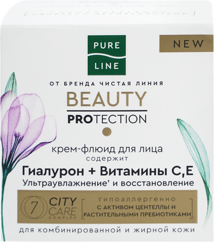 

Крем-флюид для лица Чистая линия Pure Line с гиалуроновой кислотой и витаминами C и E, сменный блок, 45 мл