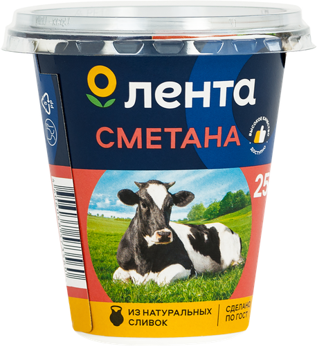 

Сметана ЛЕНТА 25%, без змж, 300г