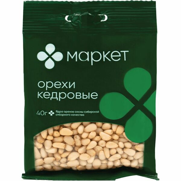 Ядра орехов Сибирской сосны очищенные Маркет, 40г