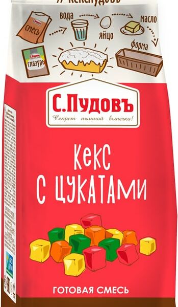 Готовая смесь С.Пудовъ Для кексов с цукатами 300г