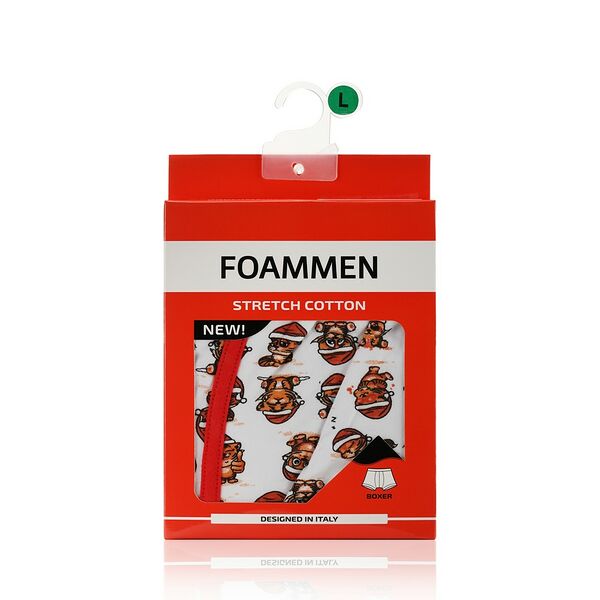 Мужские трусы - боксеры Foammen , Бело-красные тигрята , L