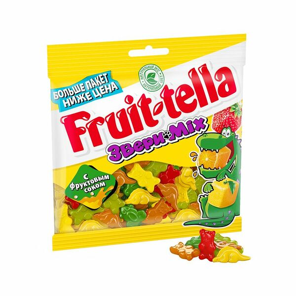 Мармелад Fruittella Звери Mix жевательный апельсин-яблоко-лимон-клубника-малина, 150г