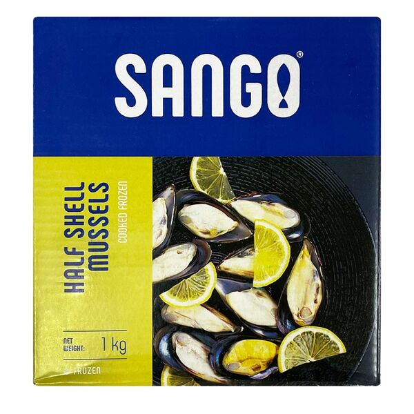 Мидии Гигант 1/2 раковины 30/40 в/м 1 кг