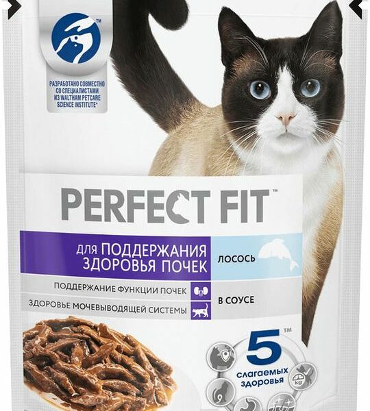 Корм для взрослых кошек Perfect Fit с лососем в соусе