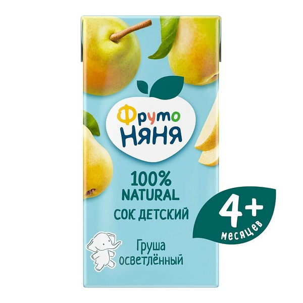 Сок детский осветлённый ФрутоНяня Груша, с 4 месяцев 200 мл
