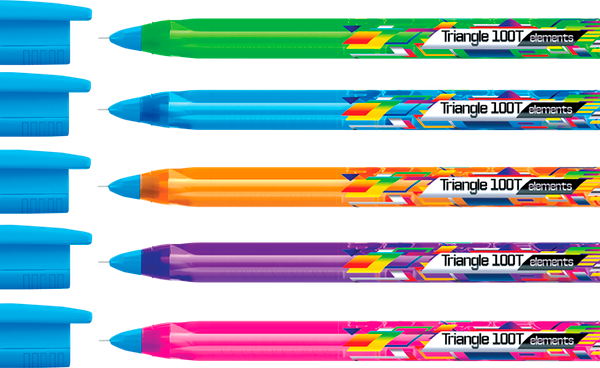 Ручка шариковая BERLINGO Triangle 100T Elements 0,7мм, синий, трехгранная Арт. CBp_07116, 1 шт в ассортименте