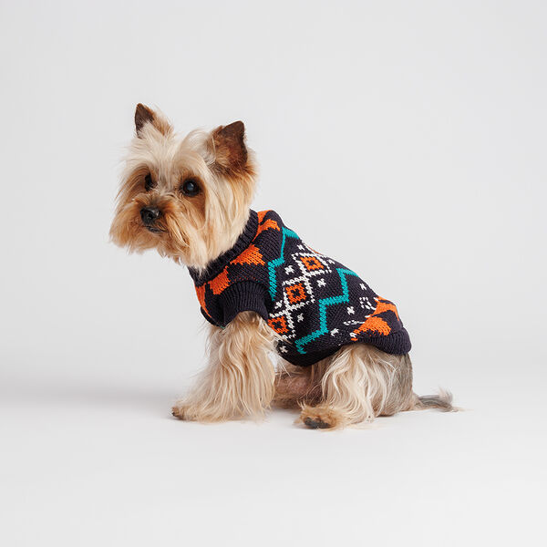 Свитер с узорами для кошек и собак, 25 см, черный