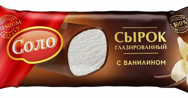 Сырок Соло творожный глазированный с ванилином 16.5% 40г
