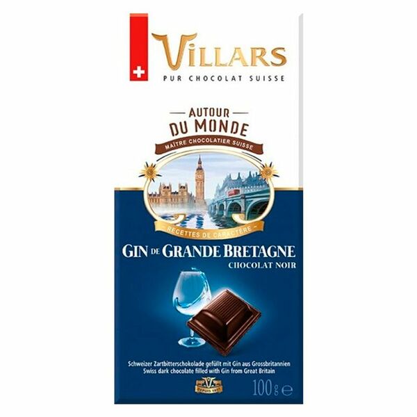 Шоколад тёмный Villars с британским джином, 100г