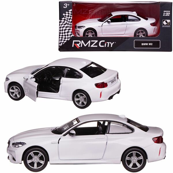 Машинка металлическая Uni-Fortune RMZ City 1:36 BMW M2 COUPE with Strip инерционная, 2 цвета (белый)