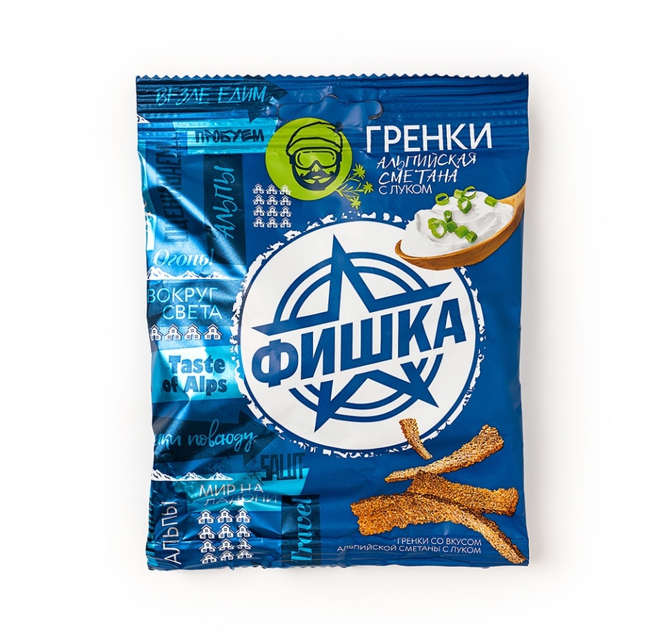 

Гренки Фишка со вкусом альпийской сметаны с луком 60г, Россия