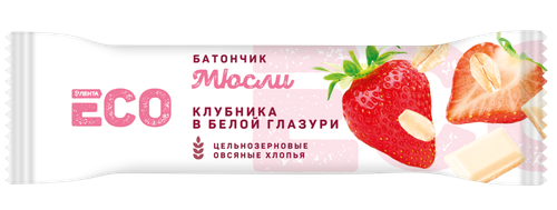 

Батончик мюсли ЛЕНТА ECO с клубникой в белой глазури