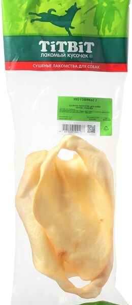 Лакомство для собак TiTBiT Ухо говяжье-2 60г 2шт