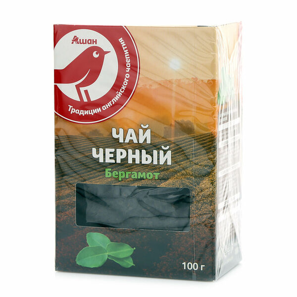 Чай черный АШАН Красная птица с бергамотом листовой