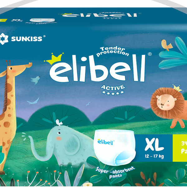 Подгузники-трусики детские Elibell Active XL 12–17кг, 36 шт.