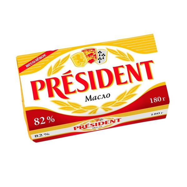 Масло кислосливочное President несолёное 82% 180г