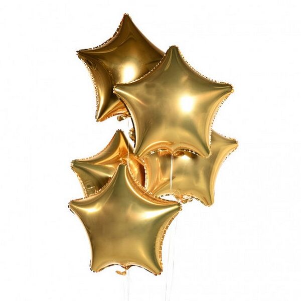 Воздушные шары Звезды (золото) 5 шт.