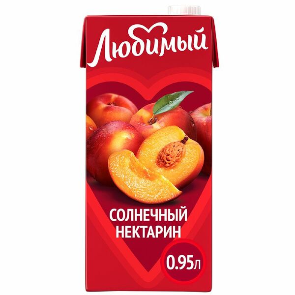 Напиток сокосодержащий Любимый Солнечный нектарин с мякотью, 950мл