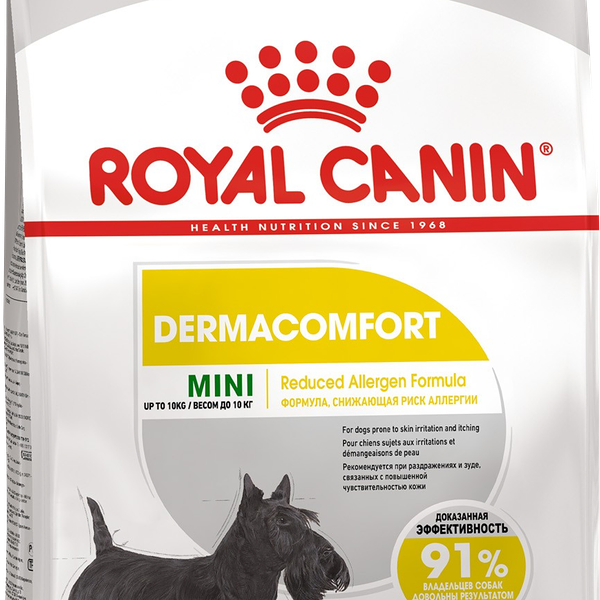 Корм сухой для взрослых и стареющих собак Royal Canin Mini Dermacomfort старше 10 месяцев, для мелких пород 3кг