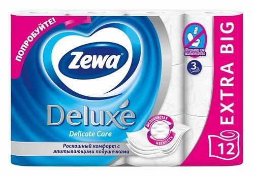 Туалетная Бумага ЗЕВА ДЕЛЮКС 3-х сл.  БЕЛАЯ 12 рул.