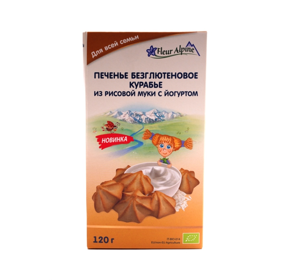 

Печенье безглютеновое для всей семьи Fleur Alpine Курабье с йогуртом, с 3 лет, 120 г