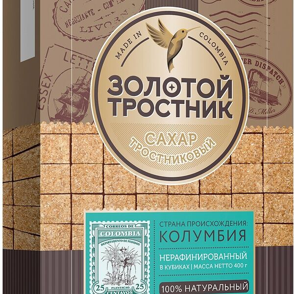 Сахар Золотой тростник тростниковый в кубиках 400г