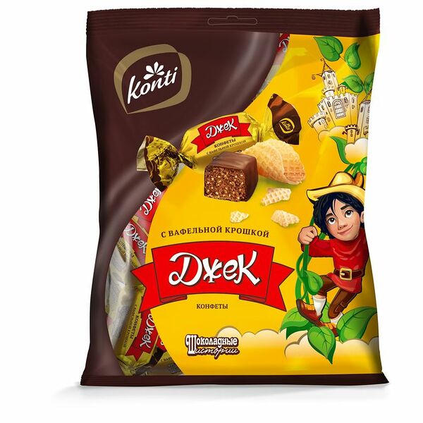 Конфеты Шоколадные истории Konti Джек с вафельной крошкой