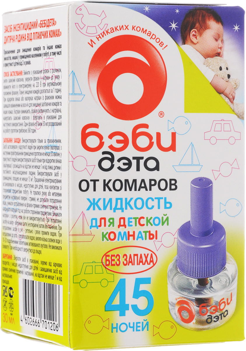 

Жидкость Бэби Дэта от комаров для детской комнаты 45 ночей 30 мл