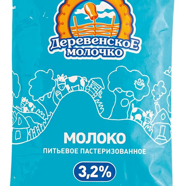 Молоко Деревенское молочко пастеризованное 3.2%