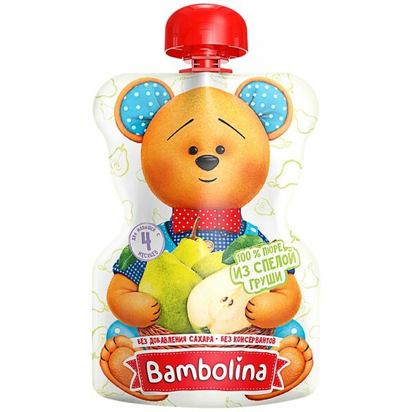 Пюре фруктовое BAMBOLINA Груша, с 4 месяцев, 90г