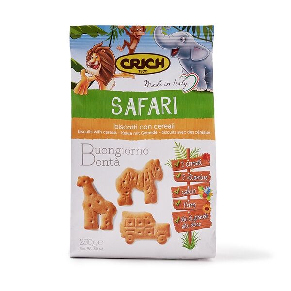 Печенье Crich Biscuits with cereals «Safari» мультизлаковое фигурное 250г, Италия